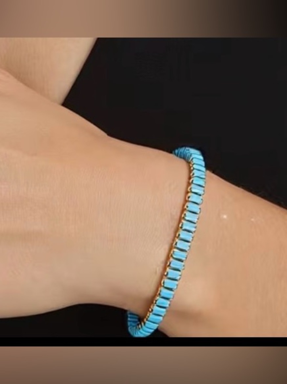 Western Bracelet Turquoise Beaded Gold-Trim Bracelet - Women Jewelry
